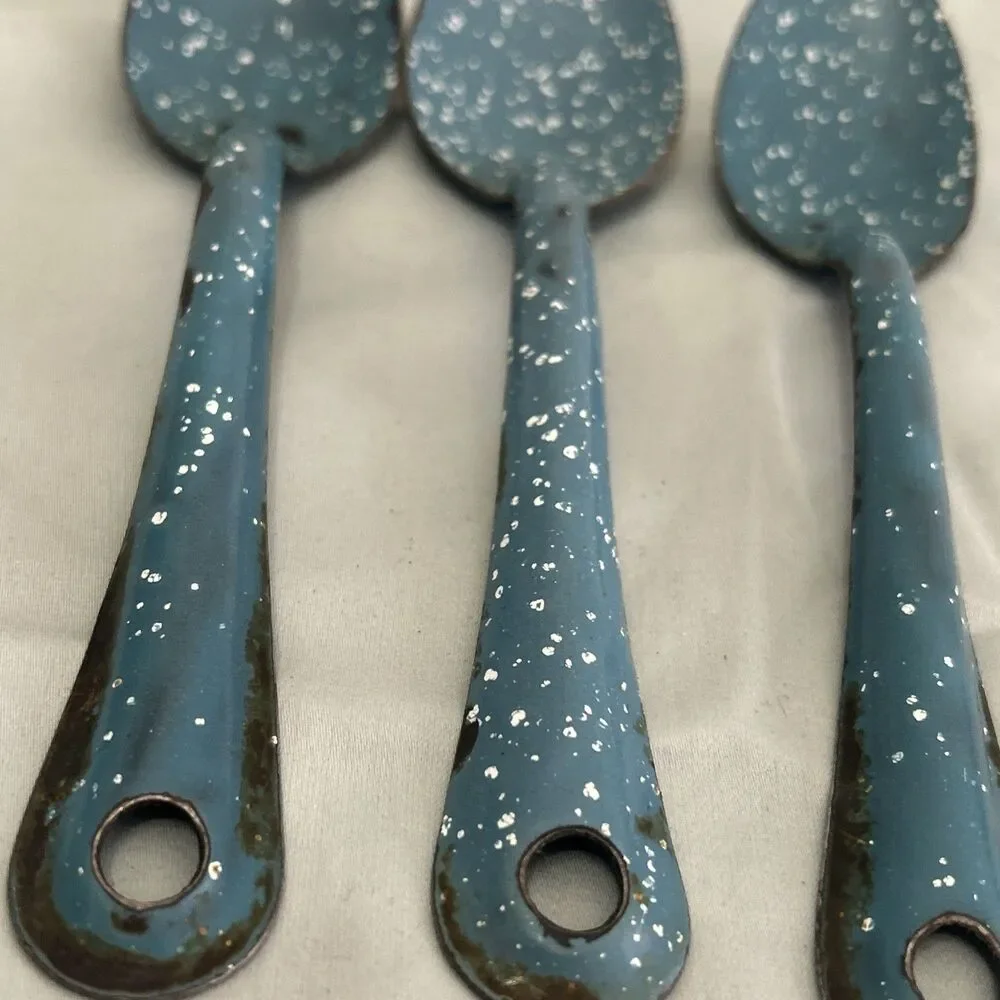 Vintage Graniteware 3 Spoons Farmhouse